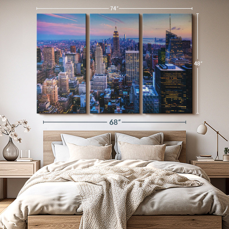 «NYC Manhattan Twilight» sur toile, H 48 po x l 74 po