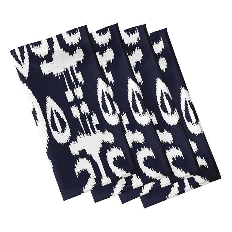 Ensemble de serviettes 4 pièces Melchior Ikat, Bleu marine