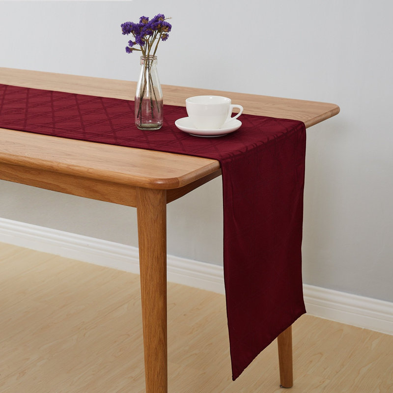 Geometric Patterns Wrinkle and Water Resistant Spill-Proof Tablecloth, Burgundy