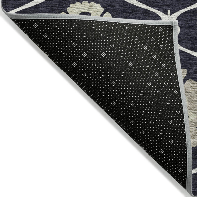 Tapis intérieur lavable à médaillon ivoire noir 5 pi x 8 pi