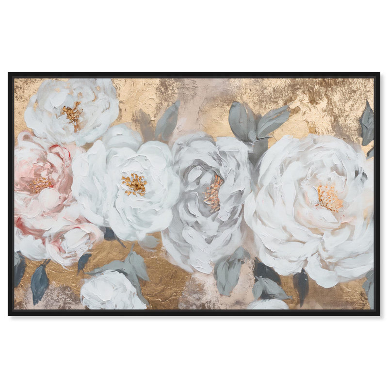 Art, art floral sur toile, H 11 po x l 16 po, Cadre flottant noir