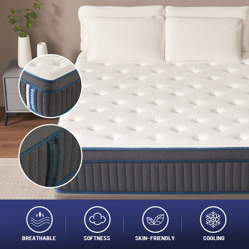 14Inch Plush Memory Foam Innerspring Mattress, Extra Long Twin