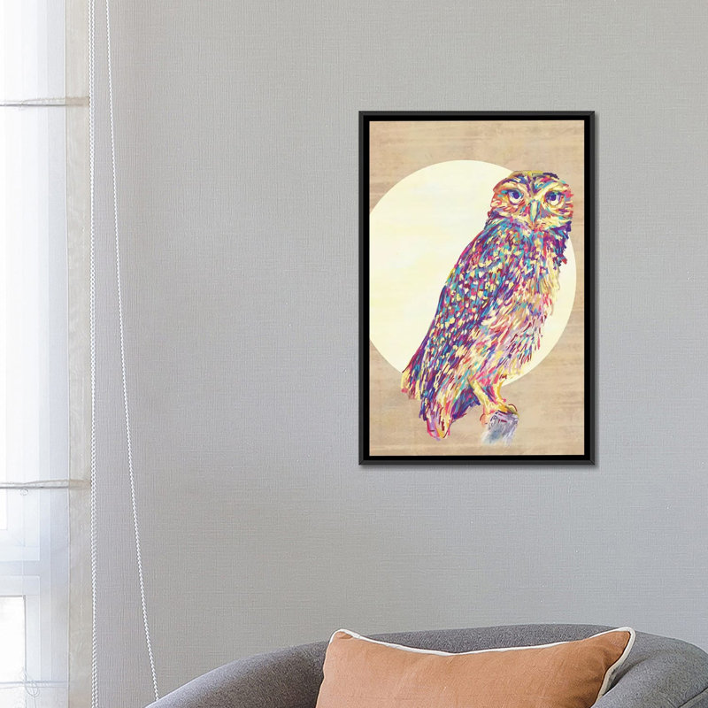 «Owls» sur toile, H 26 po x l 18 po x P 1,5 po, Toile avec cadre noir, Pas de tapis