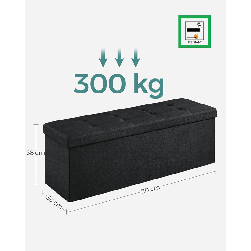 Rosica Upholstered Storage Bench, Light Black