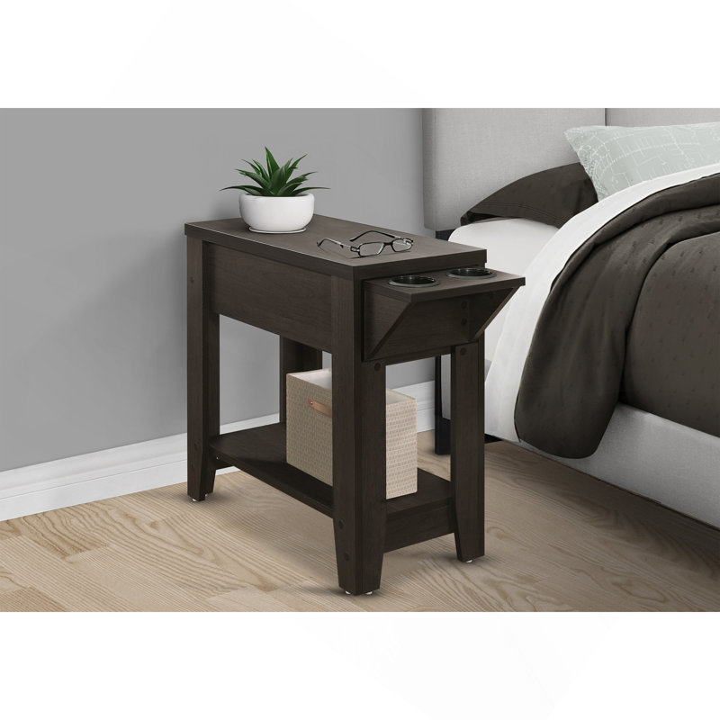 Table d'appoint, côté, bout, rangement, lampe, salon, chambre à coucher, transitionnel, Espresso