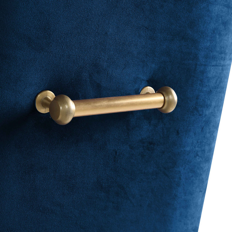 19'' H Velvet Upholstered Metal Parsons Chair, Navy Velvet, Gold