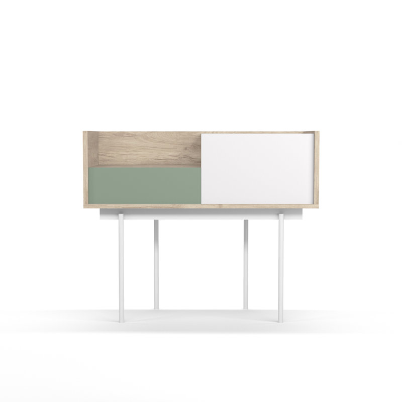 Amesfield Console Table, 84cm x 98cm x 42cm, Light Oak/Green/White, White