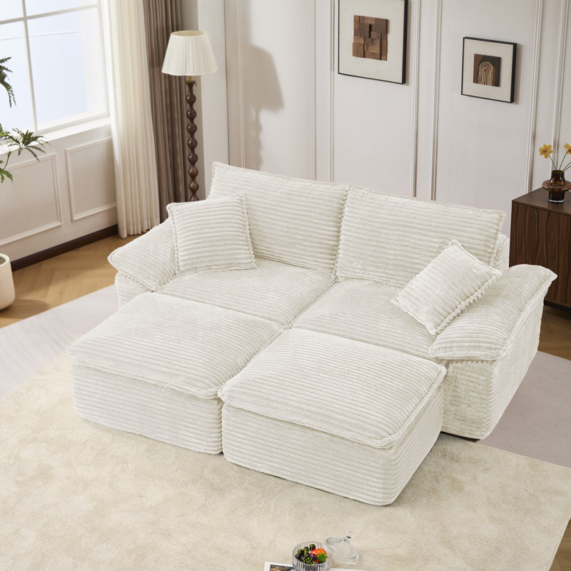 Canapé-lit Khalif Corduroy, Beige