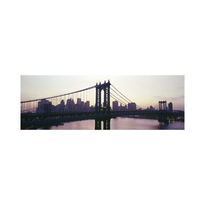 Bridge Across A River, Manhattan Bridge, East River, Manhattan, New York City, New York State, USA - Wrapped Canvas Panoramic Print