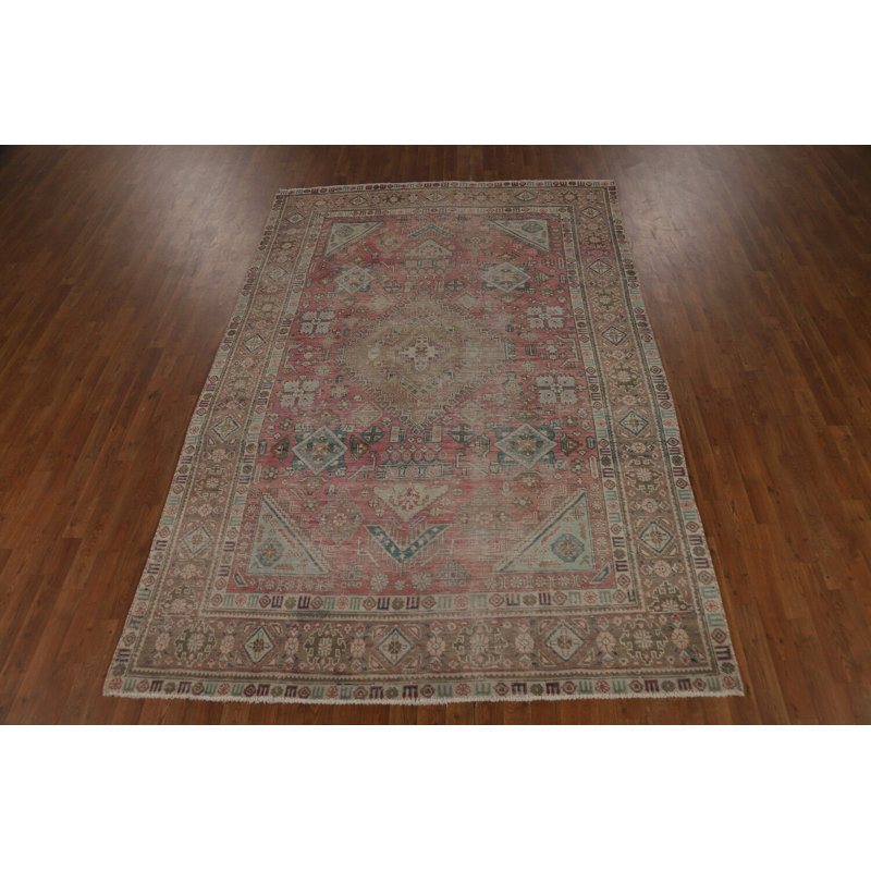 Pink Geometric Traditional Area Rug 7x10