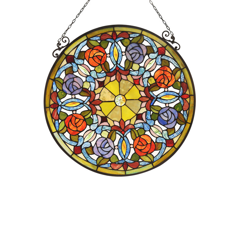 Panneau de fenêtre en verre anemone tiffany