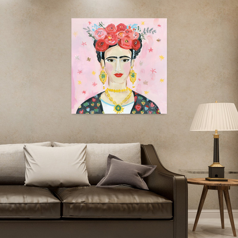 Art contemporain hommage aux épaules de Frida avec visages noirs, H 32 po x l 32 po