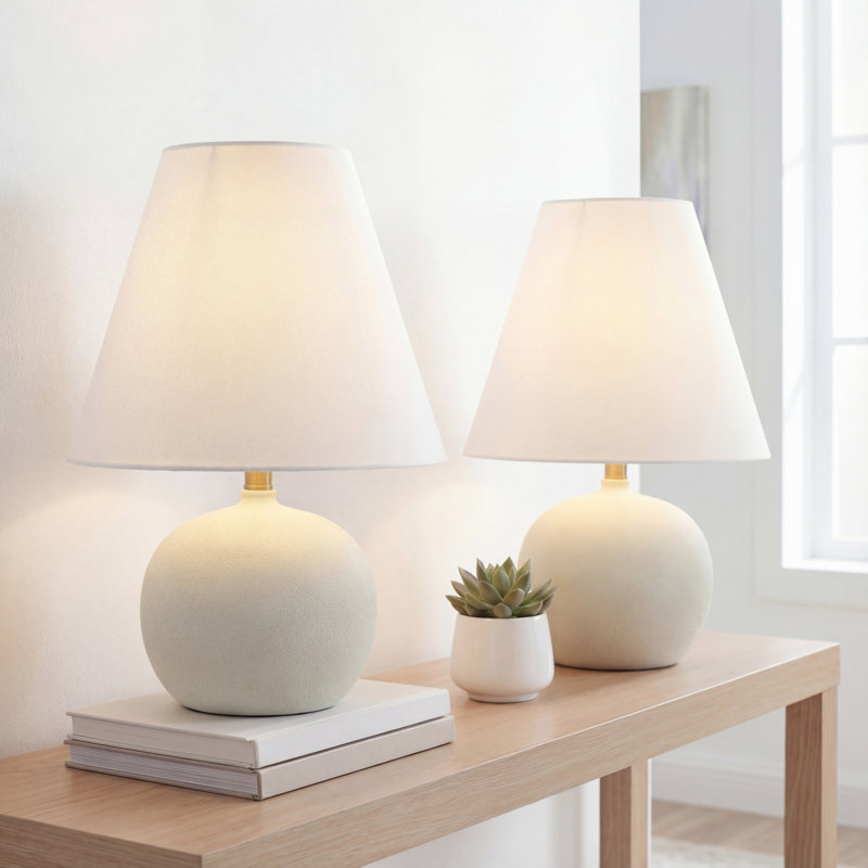 Lampe de table à DEL 18,25 po Asher, Crème mat