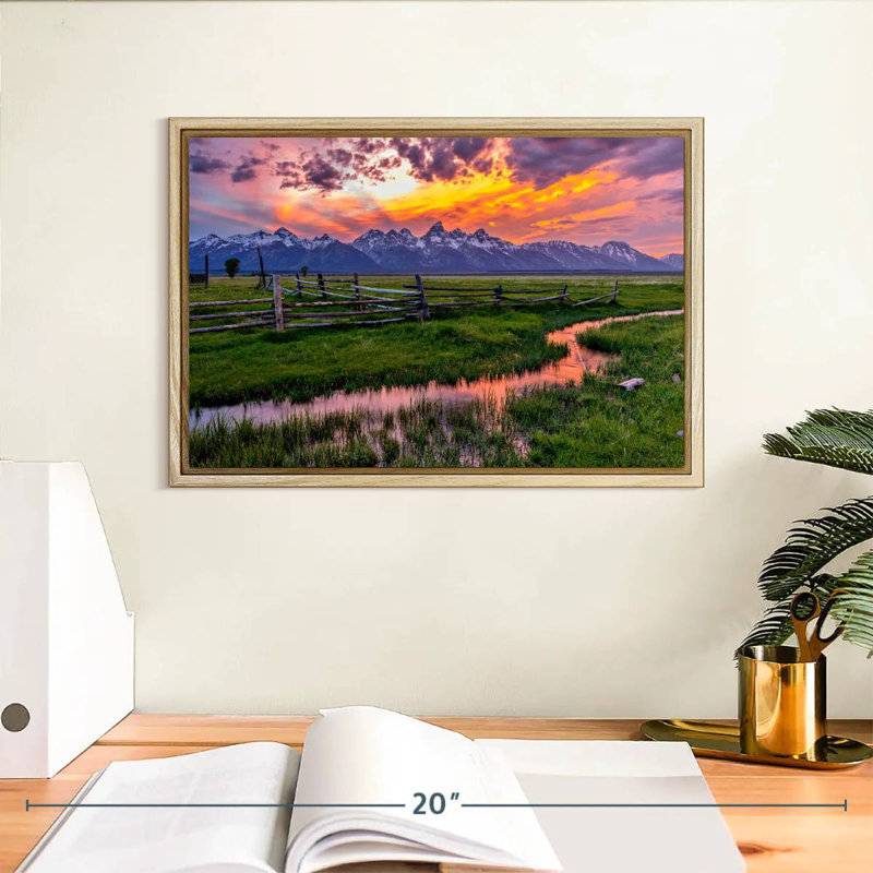 Éclat de Grand Teton, Cadre flottant en bois naturel, 13 po x 9 po