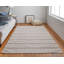Tapis orange rouille / beige tissé à plat à la main à rayures Perci-26601871