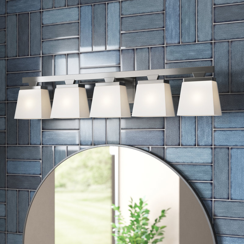 Meuble-lavabo 5 lumières Panora, Nickel brossé