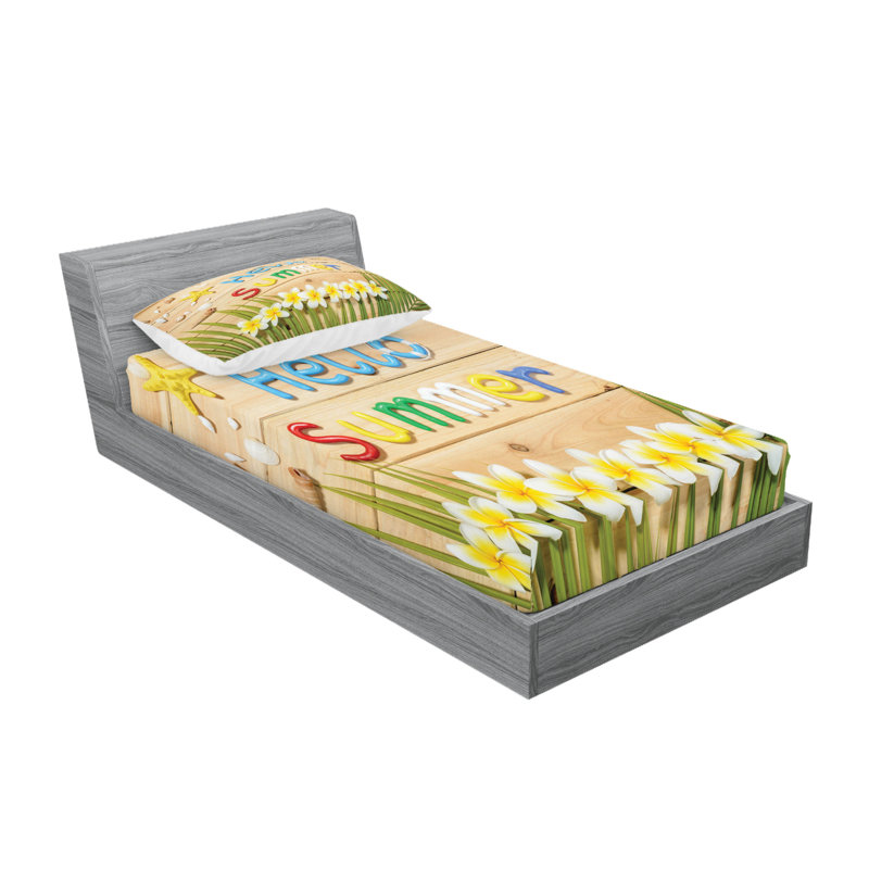 Drap-housse et coussin décoratif Ambesonne Lifestyle, brun sable vert, Twin Sheet Set + 5 Additional pieces