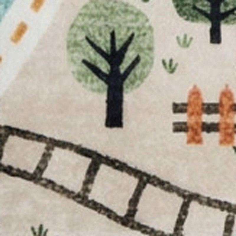 8' X 11' Gray Brown and Blue Juvenile Transportation Youthful Area Rug