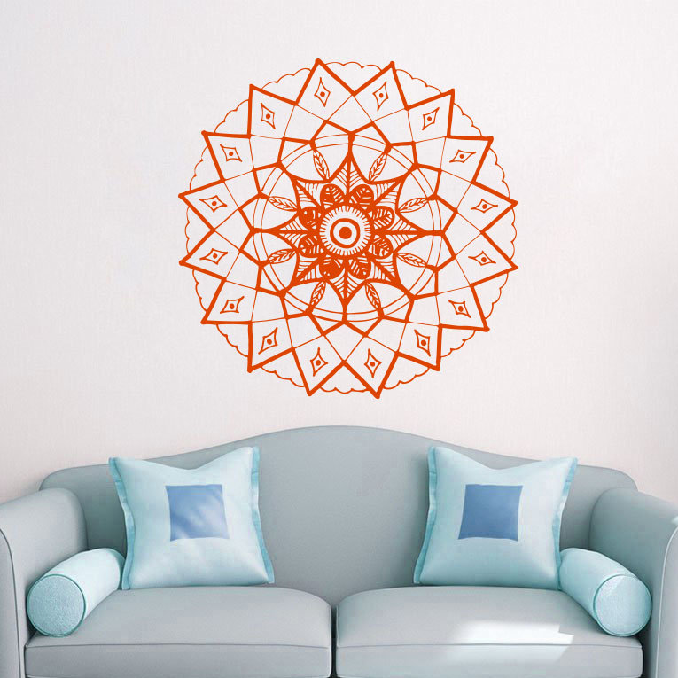Adhésif décoratif mandala yoga, H 20 po x l 22 po, Orange