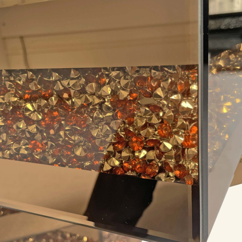 Table basse à 3 niveaux avec miroir en diamant concassé