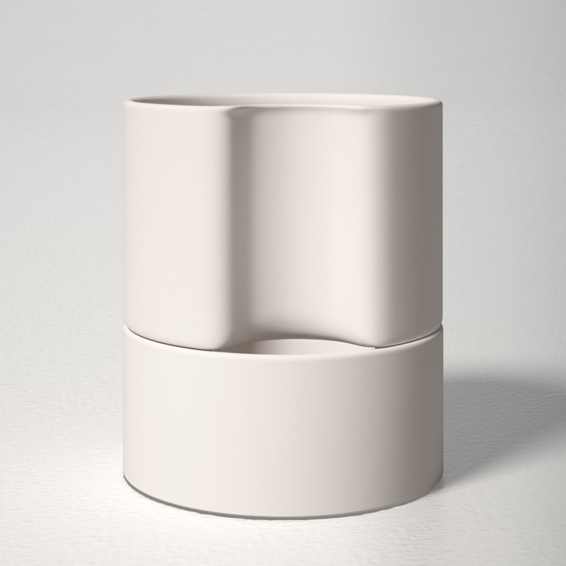White Ceramic Self-Watering Round Indoor Planter with Saucer