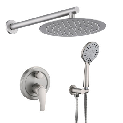 Système de douche mural avec douche à main à une poignée et ensemble de garniture de douche en laiton avec valve brute