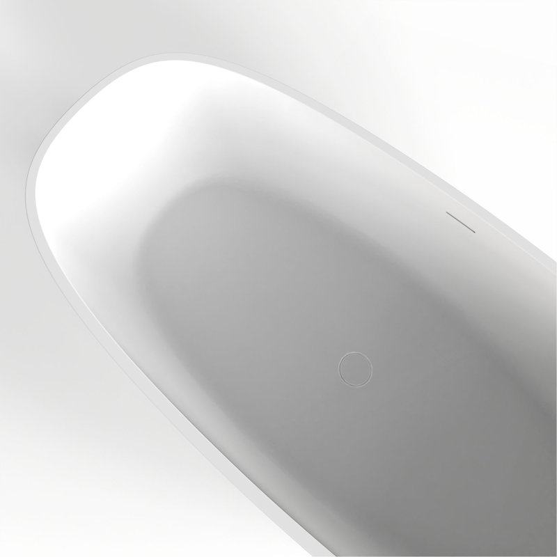 66.9 Inch Freestanding Solid Surface Soaking Bathtub For Bathroom, Matte White
