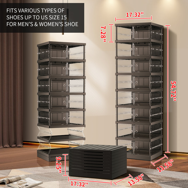 Armoire de rangement pour chaussures 16 paires, Noir