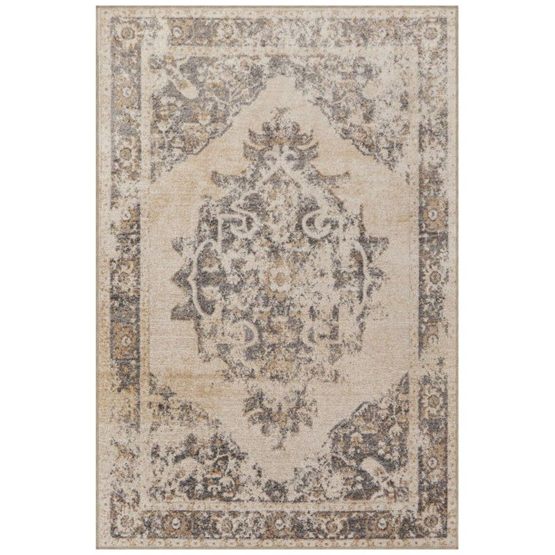 Tapis tissé lavable à motif floral traditionnel, Sous-tapis carré 3 pi 3 po inclus