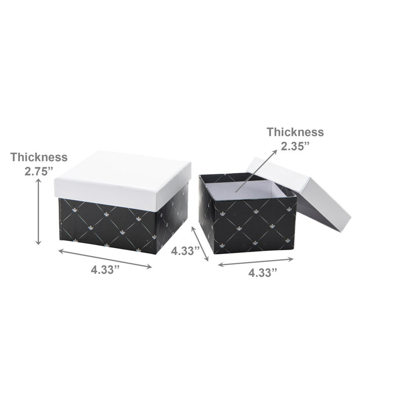 Haight S/2 Square Nesting Boxes White & Black Diamond - Set Of 6