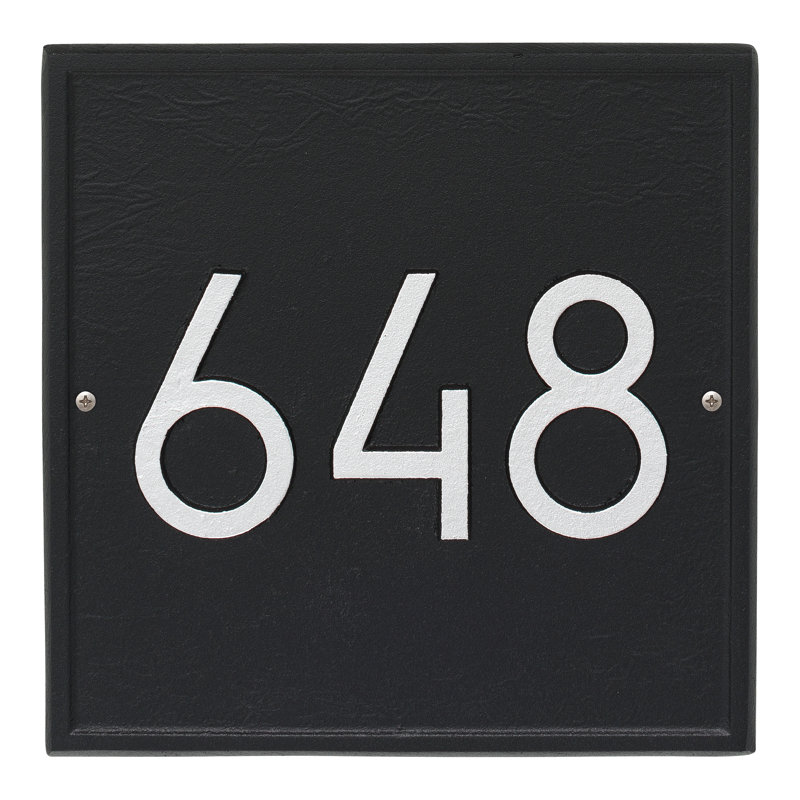 Plaque d'adresse murale 1 ligne personnalisée, Noir / argent, Oui