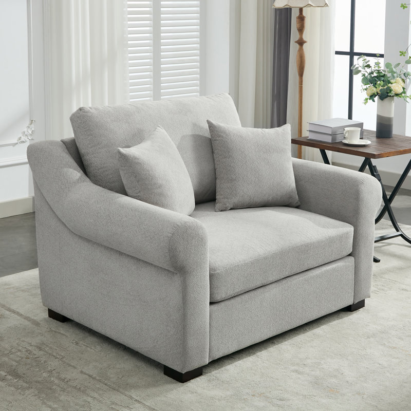 Fauteuil d'appoint surdimensionné avec coussins haute densité et housses amovibles, Gris clair