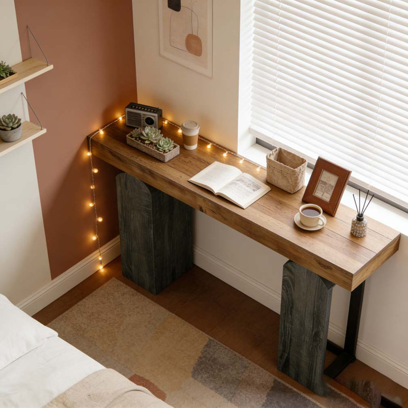 Contemporary Style Console Table, Brown 1