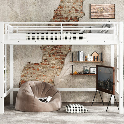 Lit mezzanine en métal blanc TG