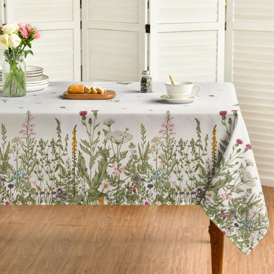 Nappe printemps / été 60 x 120 pouces rectangulaire, fleurs sauvages pour table, décoration pour dîner de pique-nique de fête | Housse de table lavable Floral Fall