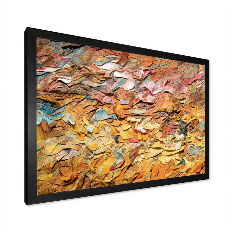 Terracotta Bliss Texture Abstract I - Art abstrait, peinture murale, salon, H 34 po x l 44 po x P 1,5 po, Cadre simple noir