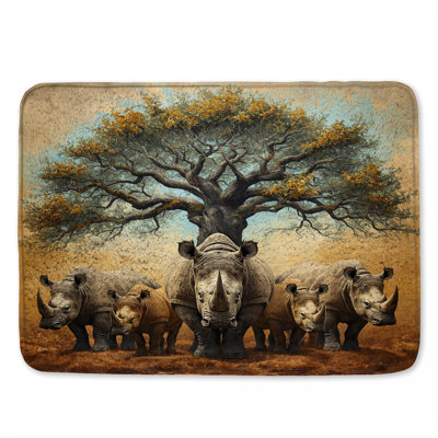 Rhinoceroses Under Tree Bath Mat