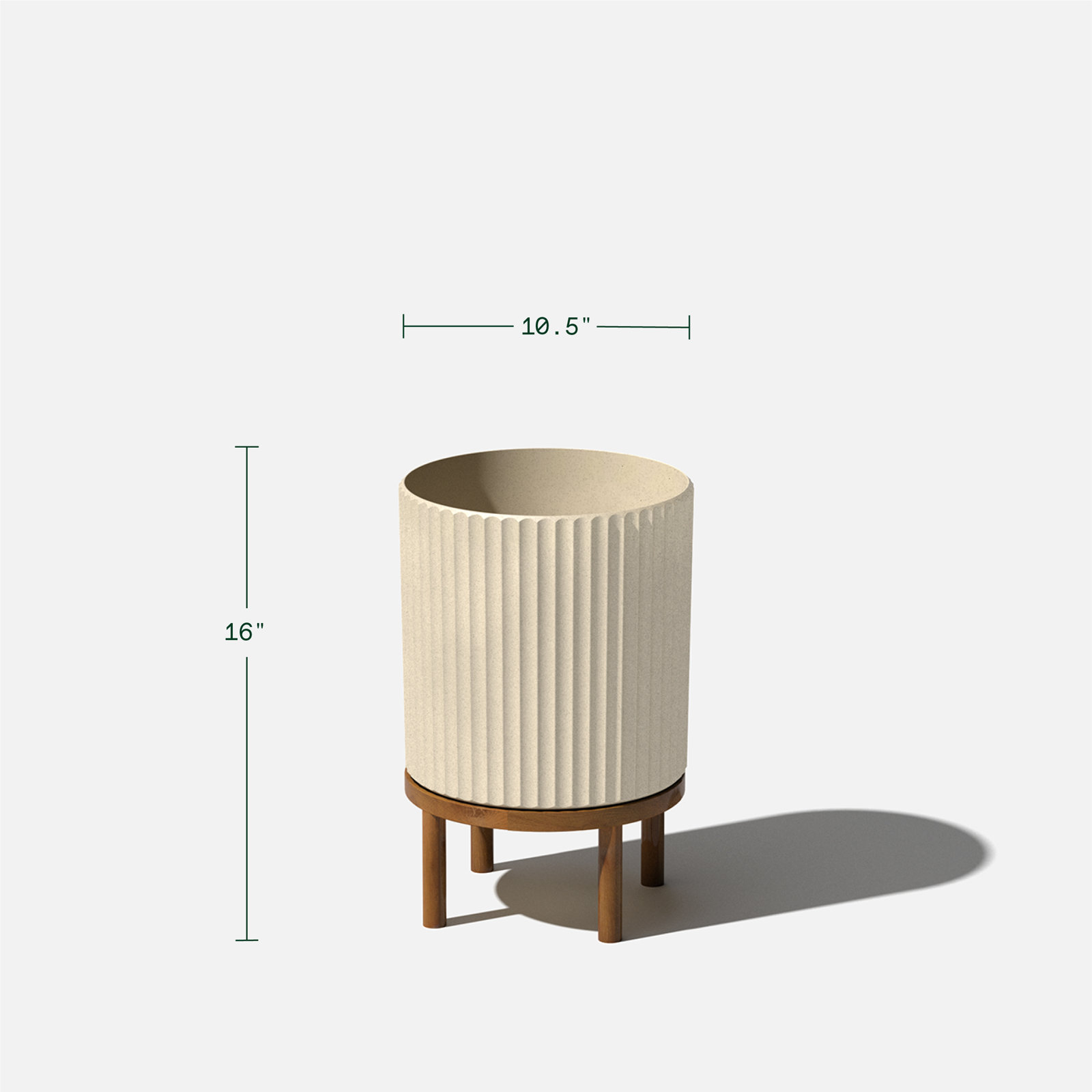 Demi Series Planter with Stand, 2, Sand/Brown, 16" H x 10.5" W x 10.5" D