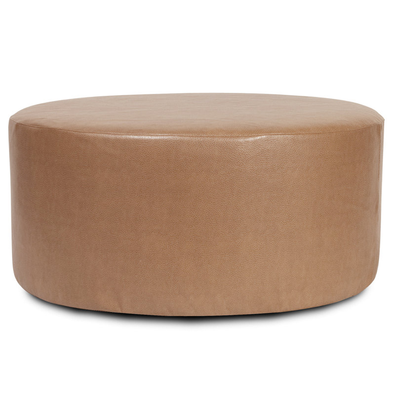 Florio Faux Leather Ottoman, Bronze