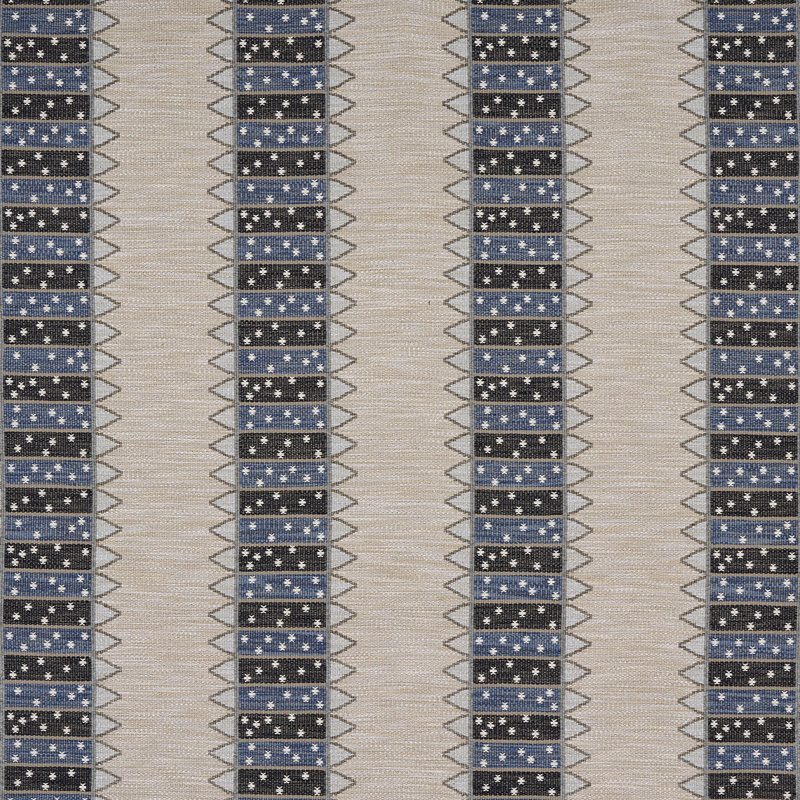 Noor Kilim Stripe Fabric, Indigo