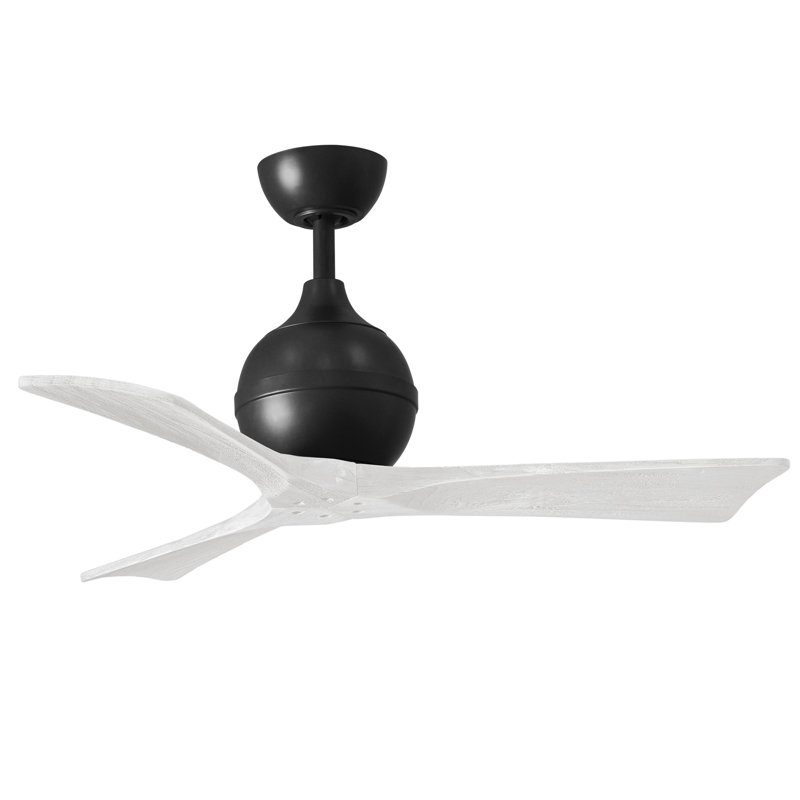 Ventilateur de plafond à 3 pales Irene, Noir mat, Blanc mat, L 42 po