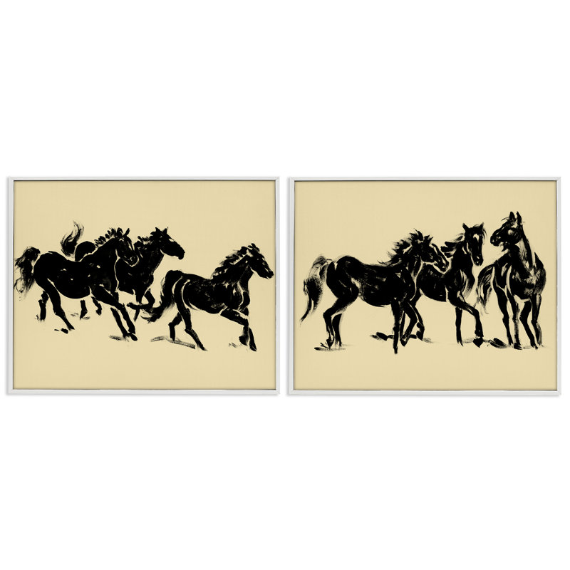 Ensemble de giclées encadrées 2 pièces Horses in Motion, par Victoria Barnes, H 11 po x l 28 po