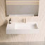 Lavabo de salle de bain mural rectangulaire 36 po avec drain dissimulé Juniper - blanc, sans trou de robinet-1262523395-1262523455