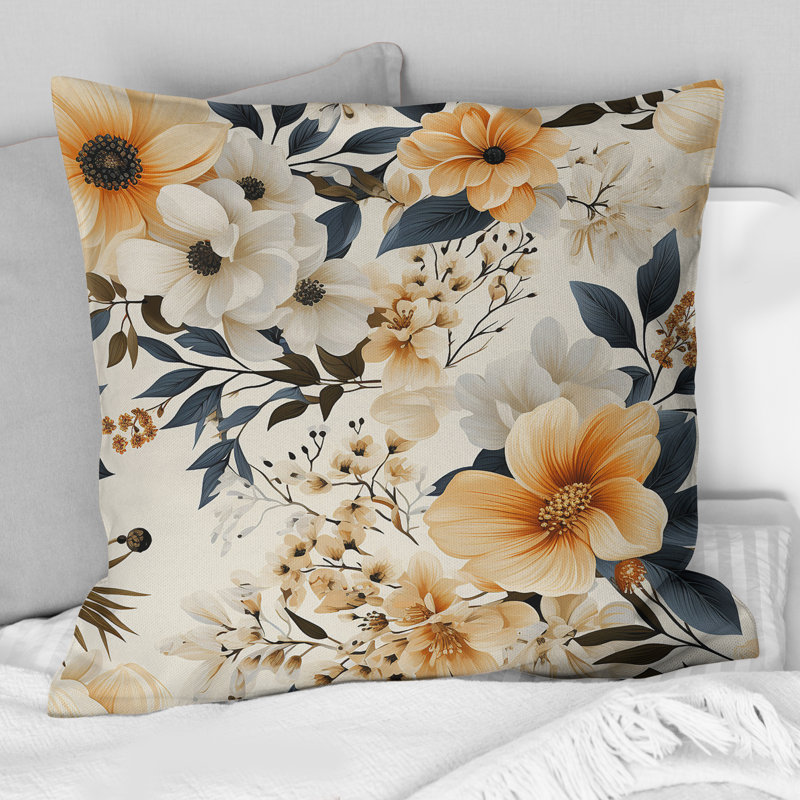 Coussin Rustic Floral Warmth Brilliance II - imprimé floral, H 18 po x l 18 po