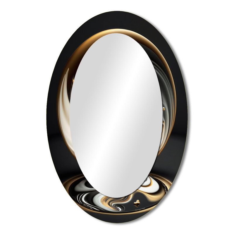 Miroir mural ovale doré et noir, 36 po x 24 po