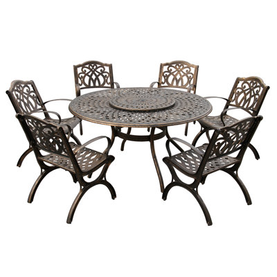 Alleana Round 6 - Person 59" Long Aluminum Dining Set by Charlton Home