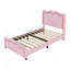 Lit plateforme simple tapissier avec tête de lit courbée et à hauteur ajustable, bandes lumineuses à DEL, rose-589601553