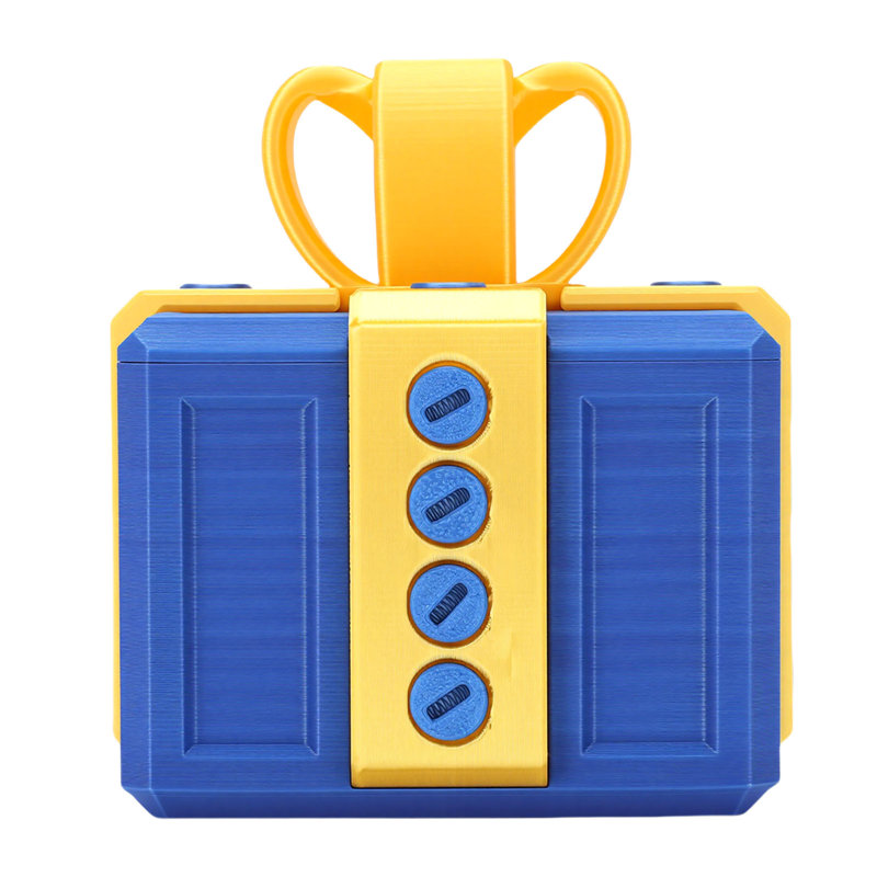Boîte-cadeau agaçante avec vis emboîtées, impression 3D amusante surprise pour les fêtes d'anniversaire, or clair et bleu