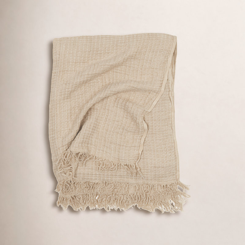 Simple Throw Blanket, Flax, 70" L x 50" W