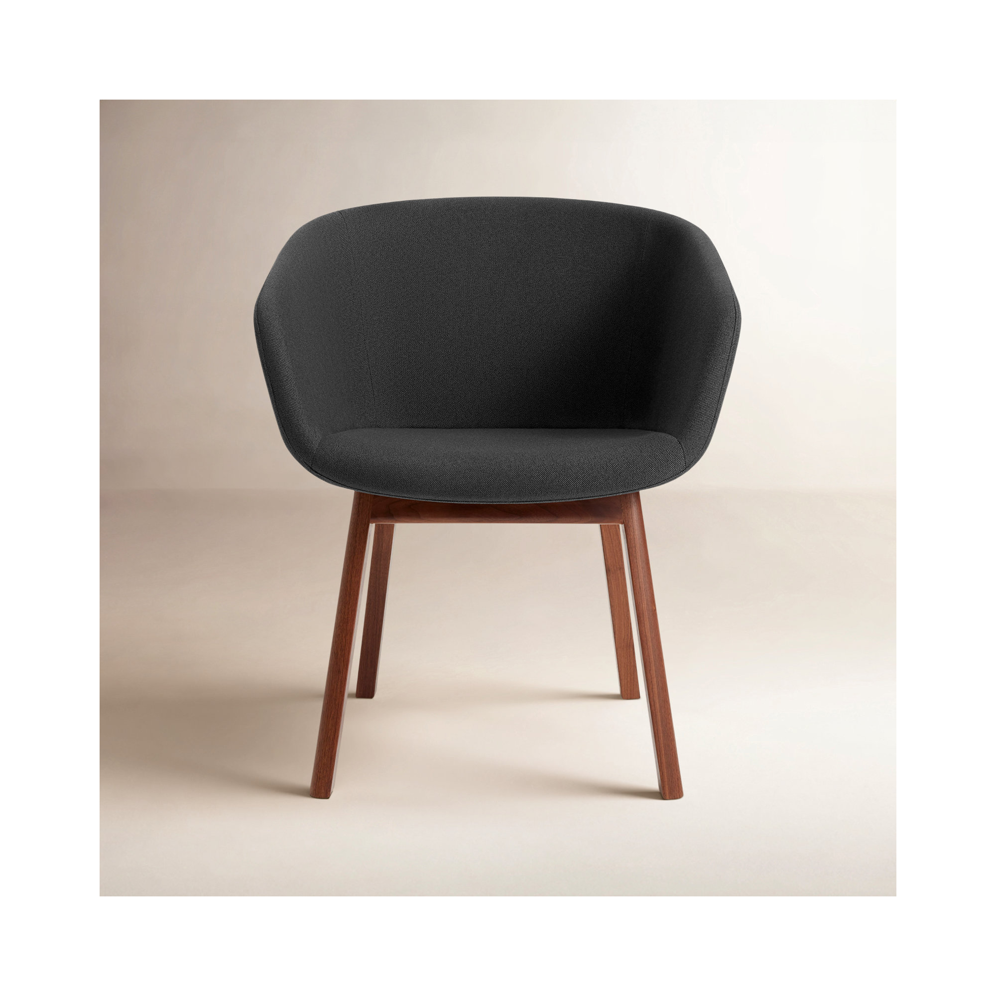 Host Task Chair Storm Velvet, Maharam Meld in Panda, Walnut